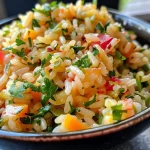 Prato colorido de Arroz à Grega com vegetais.