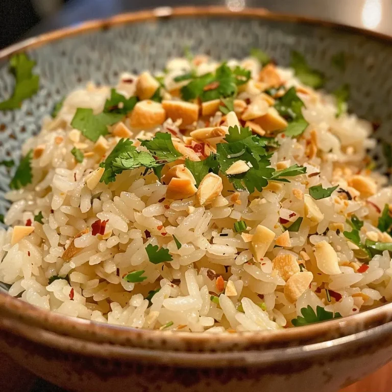 Descubra o Sabor Exótico do Arroz de Coco com Nozes e Surpreenda na Cozinha! Prato de Arroz de Coco com Nozes em close-up.