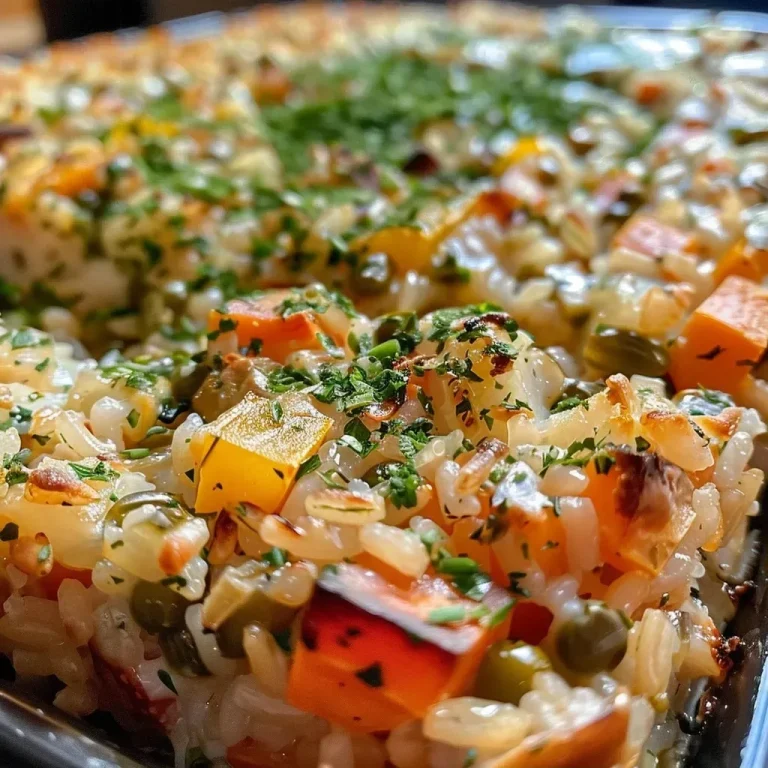Close-up de arroz de forno com legumes e queijo.