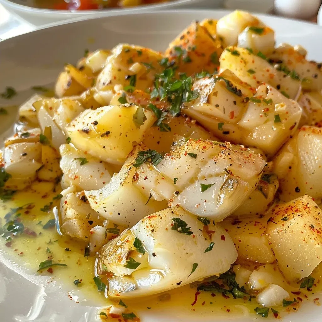 Close de Bacalhau à Gomes de Sá com ovos e azeitonas pretas.