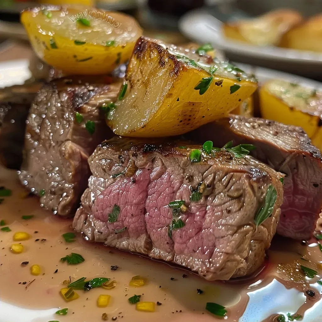 Close-up de bife de fígado acebolado, com temperos e cebola.