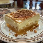 Bolo com glacê espelhado em uma apresentação lateral.