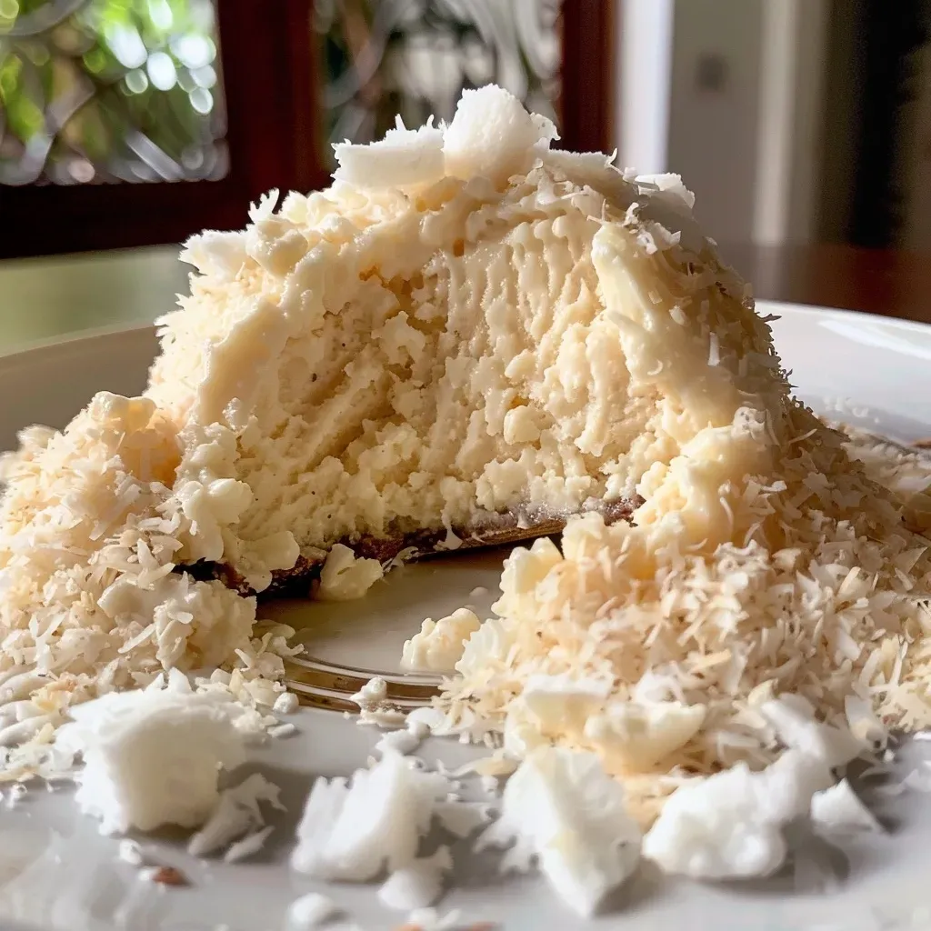 Close up de um Bolo Gelado de Coco Low Carb bem decorado.
