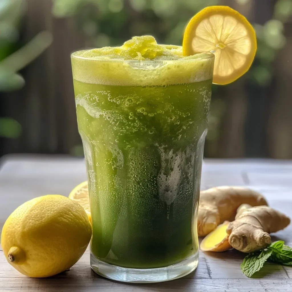 Bebida refrescante de chá verde com fatias de limão.