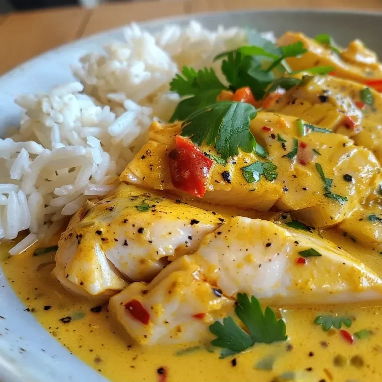 Descubra o Sabor Exótico do Curry de Peixe com Leite de Coco Curry de peixe com leite de coco em um prato fundo.