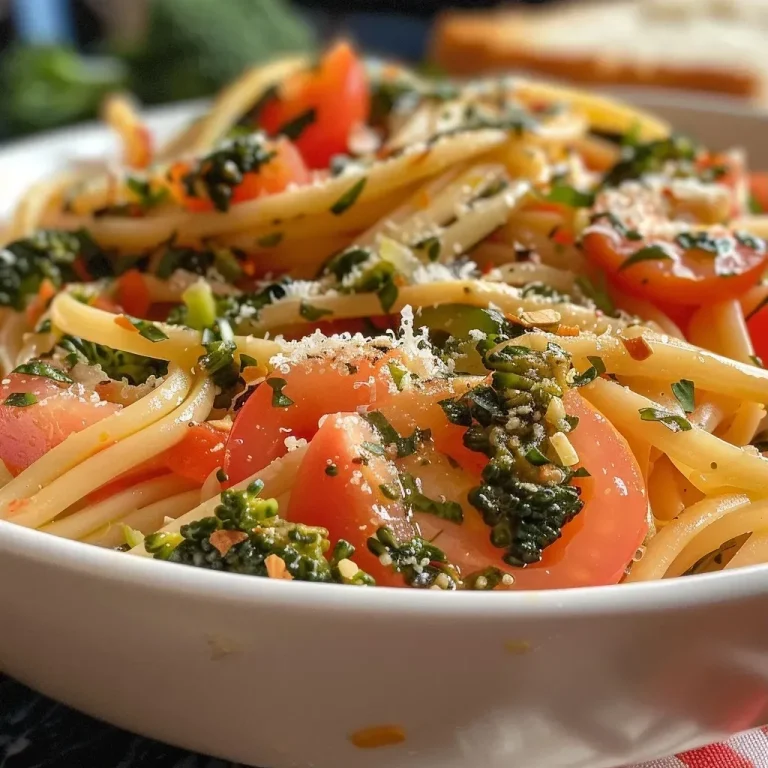 Descubra o Prazer de Cozinhar: Espaguete ao Molho de Tomate e Brócolis para Apreciar Espaguete ao molho de tomate com brócolis em prato branco.