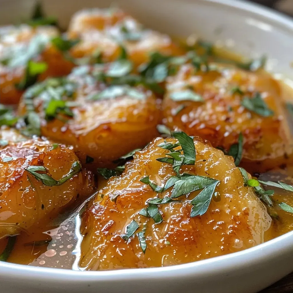 Close-up de farofa com cebolas caramelizadas, apresentando textura e cor.