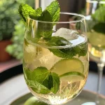 Copo de Hugo Spritz com ingredientes refrescantes.