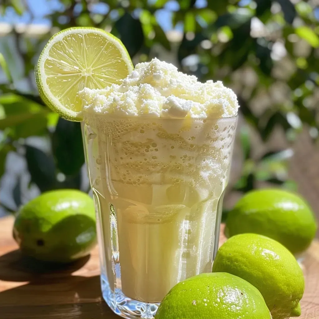 Limonada suíça cremosa em um copo com fatias de limão.