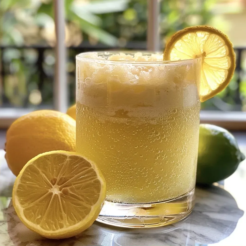 Limonada suíça refrescante em um copo com gelo.