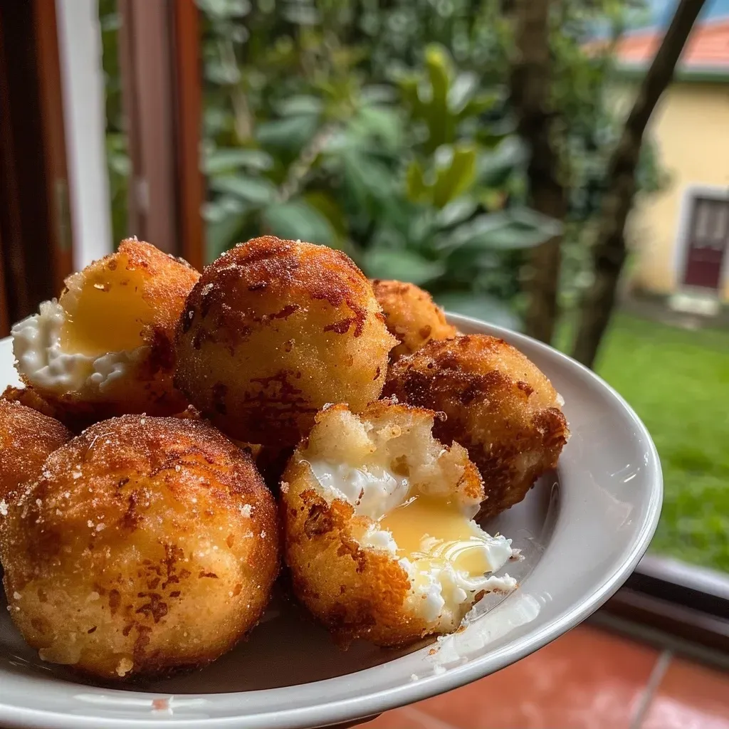 Anéis de lulas fritas ao estilo dorê em uma bandeja.