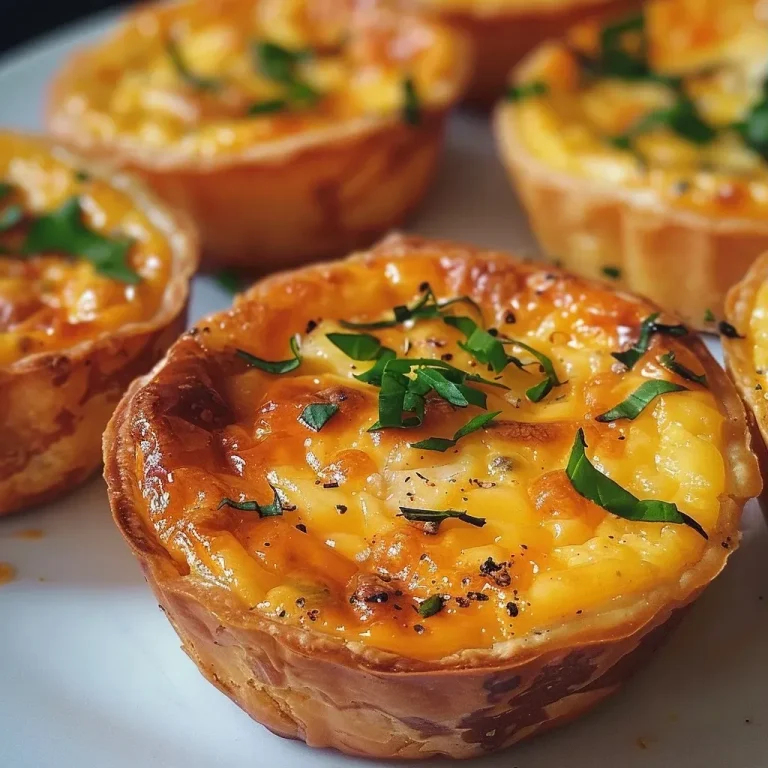 Mini Quiches de Alho-poró: O Aperitivo que Encanta e Surpreende! Mini quiche de alho-poró em close, com recheio cremoso e crosta dourada.