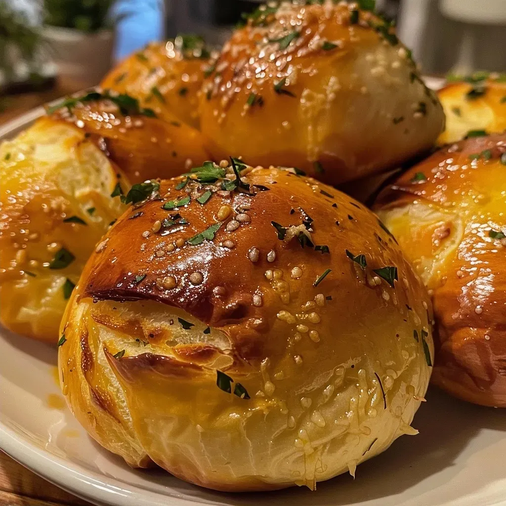 Close-up de Pão de alho crocante na air fryer.