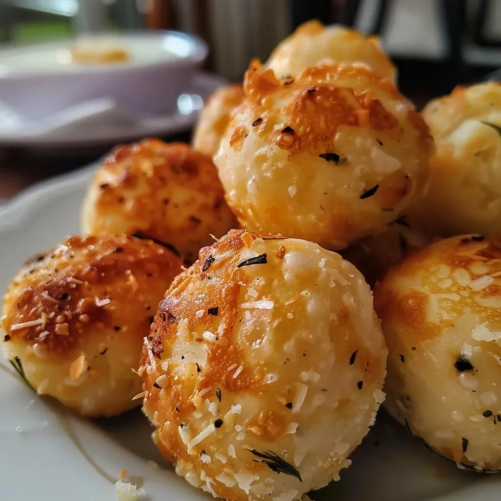 Close de pão de queijo saudável, com queijo derretido.