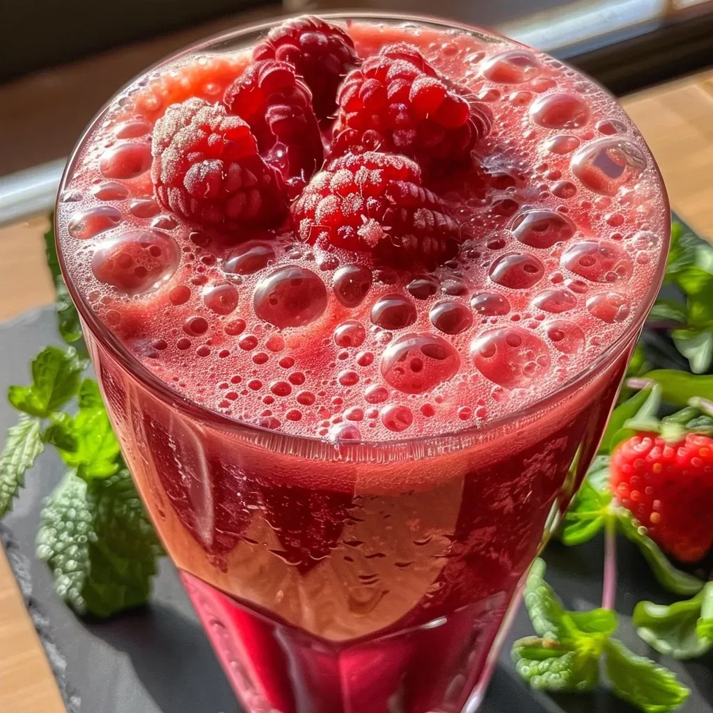 Bebida refrescante de ponche de frutas vermelhas em um copo.
