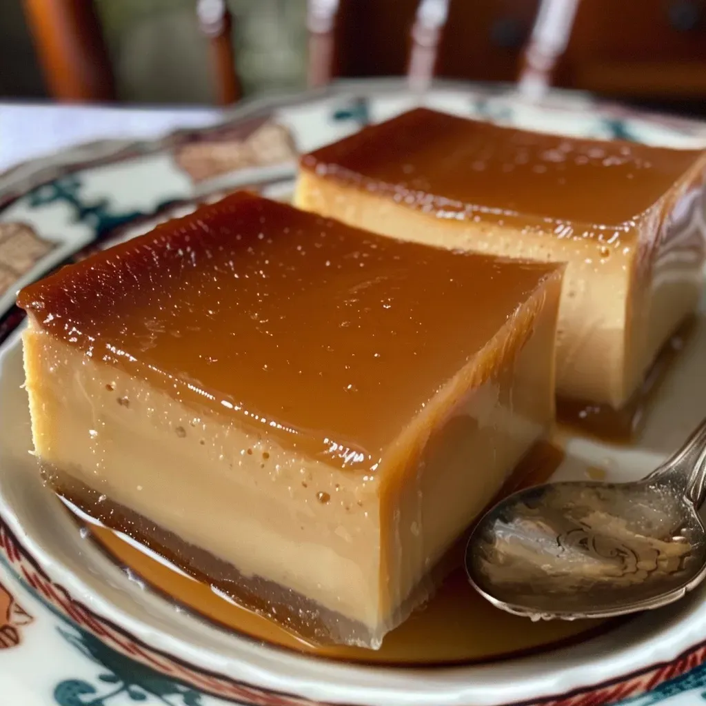 Pudim de doce de leite proteico, mostrando camadas e brilho.