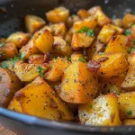 Prato de batata sauté dourada com ervas frescas.