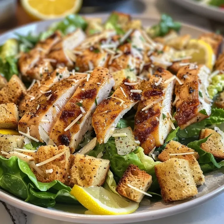 Salada Caesar com frango grelhado, croutons e queijo parmesão.