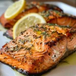 Filés de salmão suculentos na Air Fryer com limão e ervas.