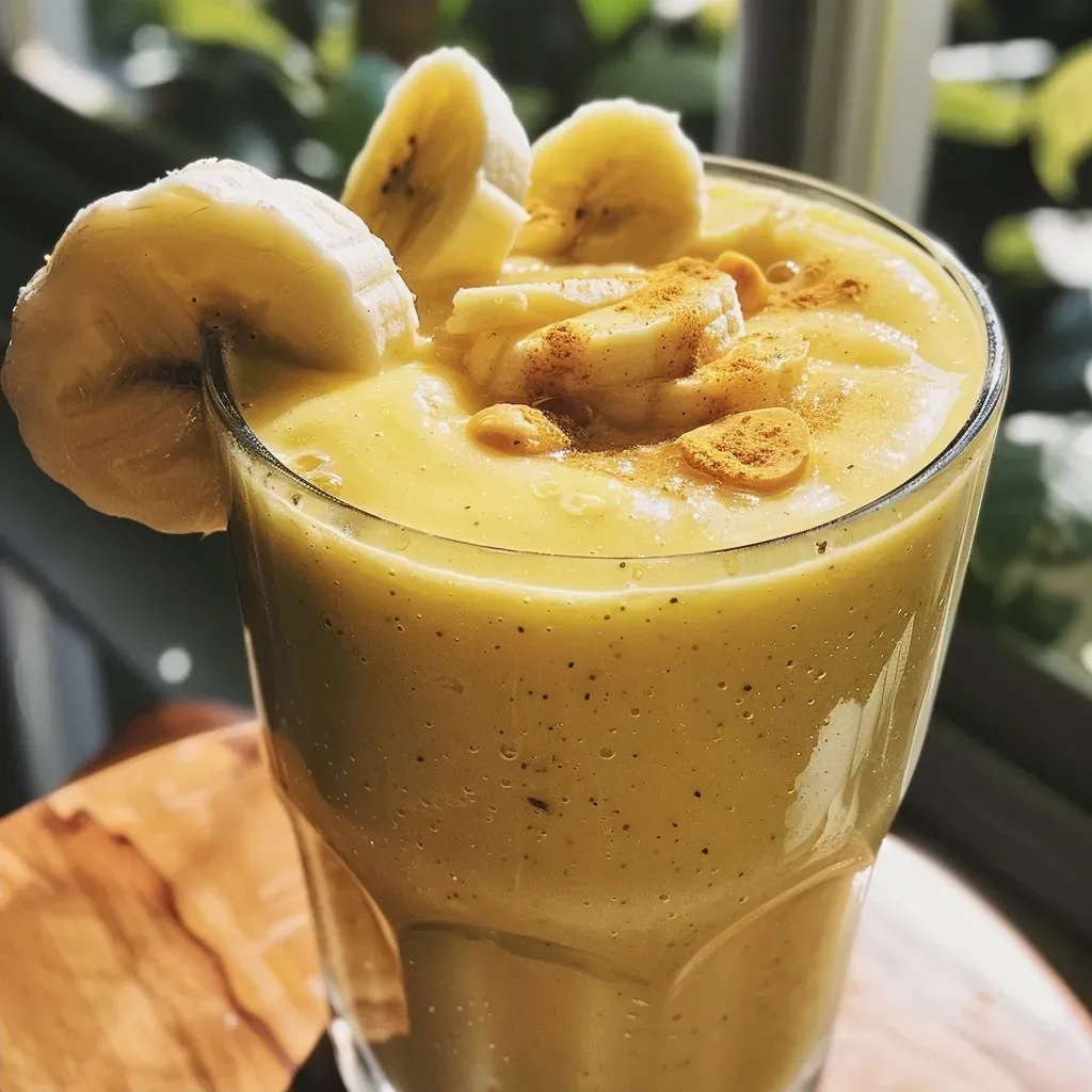 Close-up de um smoothie de manga cremoso e nutritivo.