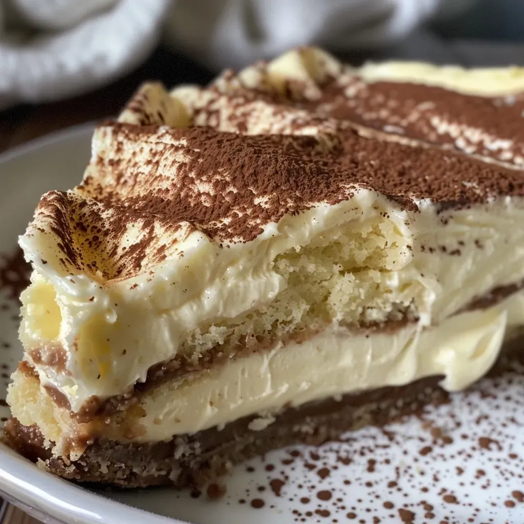Fatia de Torta Alemã com textura cremosa e chocolate.