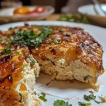 Torta Proteica de Frango cortada, mostrando camadas suculentas.