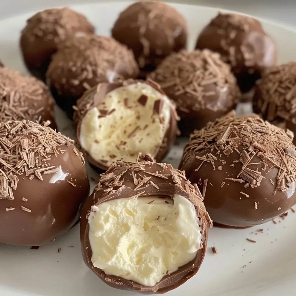 Close-up de trufas de maracujá decoradas.