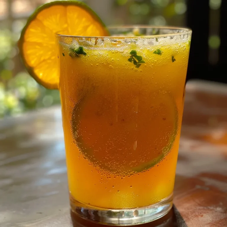Refresque-se com o Suco Vibrante de Cenoura e Beterraba Copo de suco de cenoura e beterraba, com laranjas ao fundo.